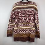 Lucky Brand Boyfriend Cardigan Sweater S Red Jacquard Southwestern Aztec Tribal Photo 7