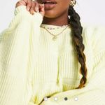 Collision Yellow Knitted Paneled Neck Sweater Photo 2