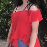 Free People  red off the shoulder top size Small Photo 0