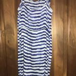 Loft  Blue White Stripe Dress Spaghetti Straps Elastic Waist Lined Size 0 Photo 6