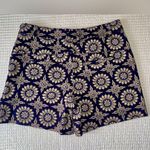 Elevenses Anthropologie  Blue and cream Floral High Waist Shorts Photo 3