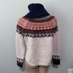 Madewell  Brookdale Fair Isle Turtleneck Sweater Navy Orange Fall Small Autumn Photo 3