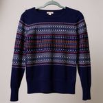 Merona  Women M/M Blue Fair Isle Pattern Crew Neck‎ Long Sleeve Sweater Photo 0