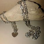 Large Marine Anchor Link Belt Vintage Silver Tone Chain Heart Pendant Hook Clasp Photo 0