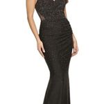 Faviana $478 NWT Women's Formal Evening Gown Size 6 Black Beaded Dress Prom Photo 2