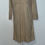 H&M Knit Sweater Dress w “Wrap” Neck Shawl Collar 3/4 Sleeves Tan Women’s M Photo 2