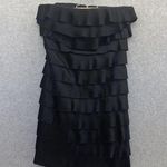 EXPRESS  Women's Dress Tiered Pleated Ruffled Size 6 Strapless Solid Black Sheath Photo 0