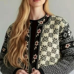 Icelandic Design Wool Nordic Cardigan Snowflake Folk Sweater EUC Medium F286 Photo 0