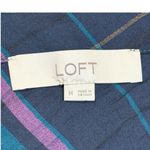 Loft  Plaid Bell Sleeve Top V-Neck Cut‎ Out Boho Purple Blue Women Size Medium Photo 6