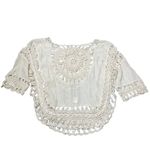 Rebellion  Again Cream Boho Crochet Braided Top Photo 4