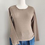 Vintage 90s Taupe Brown Open Knit Long Sleeve Pullover Sweater Top Neutral L Size L Photo 1