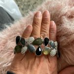 Lia Sophia Silver Tone Metal, Black  & Rhinestone Stretch Bracelet EUC. Worn 1x Photo 7