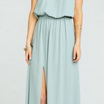Show Me Your Mumu  Heather halter maxi dress in silver sage MEDIUM Photo 0