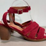 Mariella Italian Suede Leather Sandals Block Heel Burgundy Red Size 9.5 Fall Photo 0