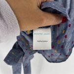 Draper James  Size 4‎ Multicolor Polka Dot Lightweight Chambray V Neck Wrap Top Photo 9