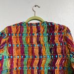 Sandy Starkman Rainbow Striped Vintage Knotted Woven Mesh Fringe Jacket Sz M Pink Size M Photo 8