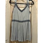 Japna  Romper Blue White Embroidered V Neck Smocked Waist Size La Photo 1