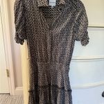 Skylar + Madison  Brown and White Ruffled Puff Sleeve Mini Dress Photo 5