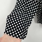 ZARA  Blouse Womens M Black White Dotted Long Sleeve Semi Sheer Business Career Photo 2