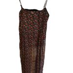 Volcom black red sheer floral rose cape top party dress vacation pool cover up Photo 6