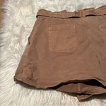 Loft Cuffed Paperbag High Waisted Twill Shorts Tan XL Photo 6