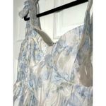 Lulus  White Baby Blue Floral Burnout Tie-Strap Sweetheart Midi Dress Size M Photo 6