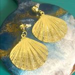 4 Pair Gold Tone Starfish and Shell Tropical Ocean Dangle Statement Earrings Set Photo 10