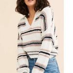 Free People  Kennedy Stripe Pullover in Ivory Size X-Small Photo 12
