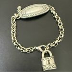 Brighton Rare Retired Silverplated Oval ID Bracelet with Padlock Charm 28g. Photo 3