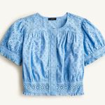 J.Crew Light Blue Button-front eyelet cropped top XS Photo 1