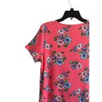 Rafaella  Women's Large Pink Floral Short Sleeve Round Neck Cotton Blouse Top Photo 8