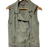 Michael Stars Olive Army Green Moto Vest 100% Linen Military Y2K Grunge Womens S Photo 0