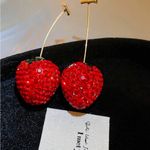 Red Strawberry Drop Earrings Photo 3