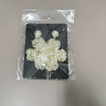 Luxury Crystal Floral Earrings Statement Pearl Studs‎ Elegant Dangle Jewelry New White Photo 4