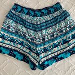 Miami Blue& white elephant print shorts w/elastic waist Photo 1