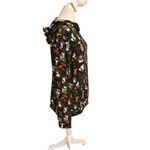 LA Soul Mushroom Garden Print Hoodie Womens Size Large Front Pocket Cotton Blend Black Photo 4