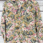 J. JILL Button Up Blouse Top Floral Silk Blend Gray Pink L/S Size S Photo 0