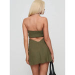 Princess Polly Yahir Linen Mini Dress Sage Photo 1