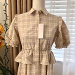 GU (Uniqlo) x Rokh Half Sleeve Shirt Dress in Beige Plaid Check Size M Photo 7