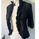 Notations Y2K Black Knit Ruffle Cardigan Shrug Size Medium Photo 1
