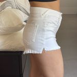 Women size 3 / 26 White jean shorts distressed hem high waisted travel neutral Photo 1