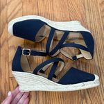 Talbots Lyndsay Strappy Canvas Espadrille Wedges Indigo Navy size 9.5 nautical Photo 4