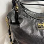 Coach Black Leather Chain Link Hobo Shoulder Bag 15953 Gold Hardware Large Tote Photo 3