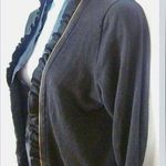 J.Crew  Black Zip Cardigan Sweater Silk Trim Pima Cotton & Wool Small Photo 0