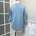 Allude Women Cashmere Polo Sweater Drop Shoulder Half Sleeve Baby Blue Large XL Photo 3