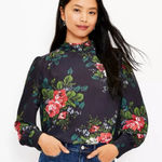 Loft  Floral Long Sleeve Tie Back Blouse Office Business Casual Lightweight Sz Sm Photo 0