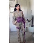 ZARA Women Bloggers Favorite Bohemian Patchwork Long Sleeve V-Neck Blouse Sz M-L Photo 4