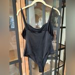 SKIMS  bodysuit square neck seamless sheer satin sheen thong onyx adjustable Photo 11