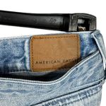 American Eagle SZ 8 Wide Leg Jeans Chewed Hems Belted Seamed Hi-Rise Light Wash Photo 6