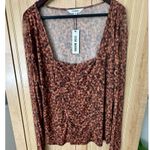Steve Madden NWT Women’s Hayden Long Sleeve Sheer Brown Square Neck Top - Sz 2X Photo 8